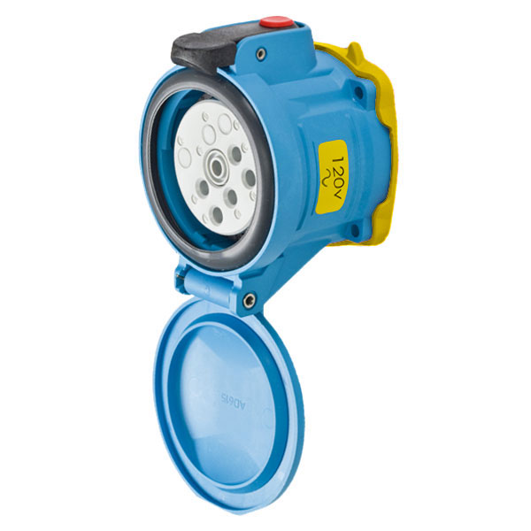 63-64165-973 - DSN60 RECEPTACLE POLY BLUE SIZE 3 TYPE 4X IP 69 1P+N+G 60A 120 VAC 60 Hz +3 AUX